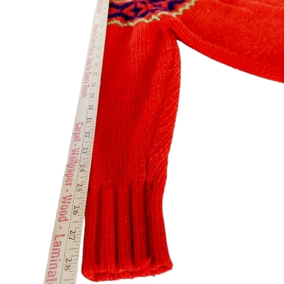 Abercrombie Fitch Lambswool Sweater Small Nordic Fair Isle Red Aztec Western - Picture 9 of 9
